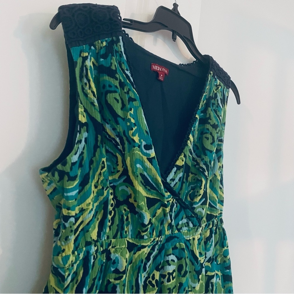 Merona Paisley Empire Waist Dress Green and Teal Size M - Picture 8 of 10